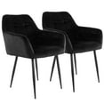 thumbnail image 1 of Elama 2 Piece Velvet Tufted Chair in Black with Black Metal Legs, 1 of 9