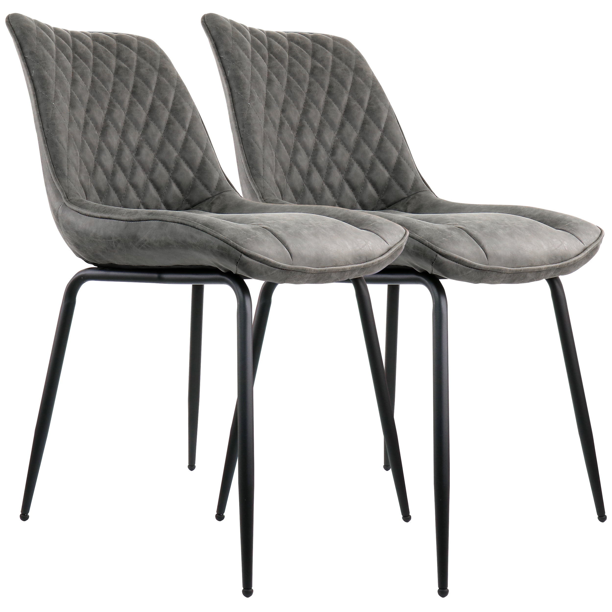Gray Faux Leather Upholstered Arm Chair with Metal Legs