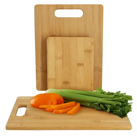Elama 3 Piece 8 Inch, 11 Inch, and 13 Inch Bamboo Wood Cutting Board Set