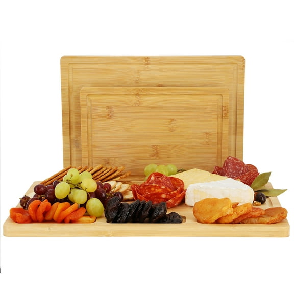 Elama 3 Piece Bamboo Cutting, Prep and Serving Boards
