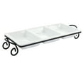thumbnail image 1 of Elama 3 Section Divided Porcelain Rectangle Serving Tray in White with Metal Rack, 1 of 9