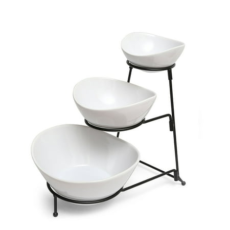 Elama 3 Tier Oval Bowl Porcelain Serveware Set