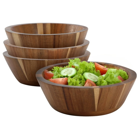 Elama 4 Piece 6.75 Inch Acacia Wood Salad Bowl Set