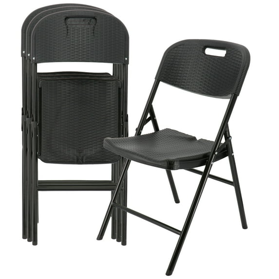 Elama 4 Piece Indoor and Outdoor Rattan Folding Dinner Chair