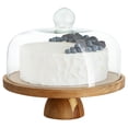 thumbnail image 1 of Elama Acacia Wood Multi-Function Cake Stand with Glass Dome Lid, 1 of 4