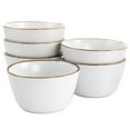 thumbnail image 1 of Elama Arthur 6 Piece Stoneware Bowl Set in Matt White with Gold Rim, 1 of 3