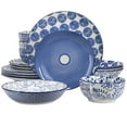 thumbnail image 1 of Elama Aurora 16 Piece Assorted Porcelain Double Bowl Dinnerware Set in Blue, 1 of 7