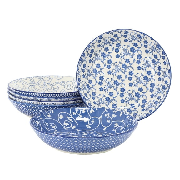 Elama Aurora 6 Piece Assorted Porcelain Bowl Set in Blue