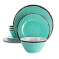 thumbnail image 1 of Elama Azul Banquet 12 Piece Lightweight Melamine Dinnerware Set in Turquoise, 1 of 2