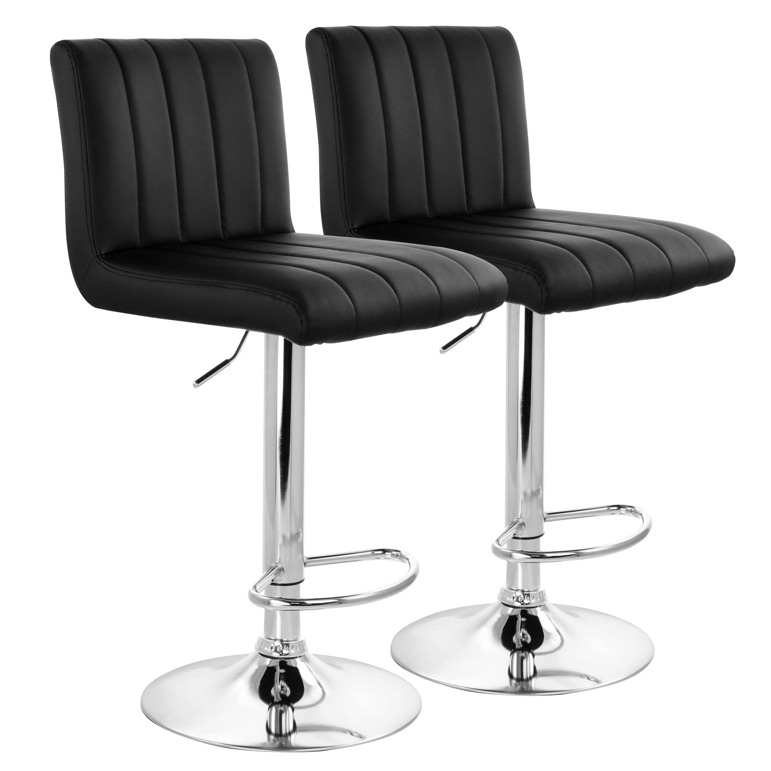 Elama Bar Stool with Adjustable Height & Swivel, Black, Set of 2