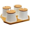 thumbnail image 1 of Elama Ceramic Spice, Jam and Salsa Jars with Bamboo Lids & Serving Spoons, 1 of 4