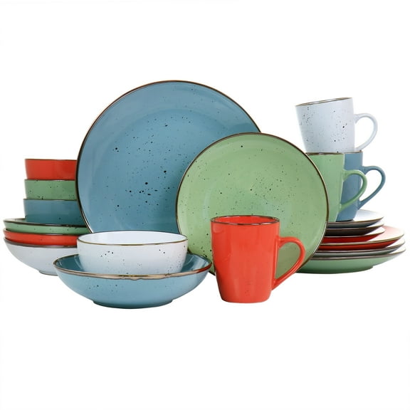 Elama Cohen 20 Piece Mix and Match Round Stoneware Dinnerware Set in Assorted Colors