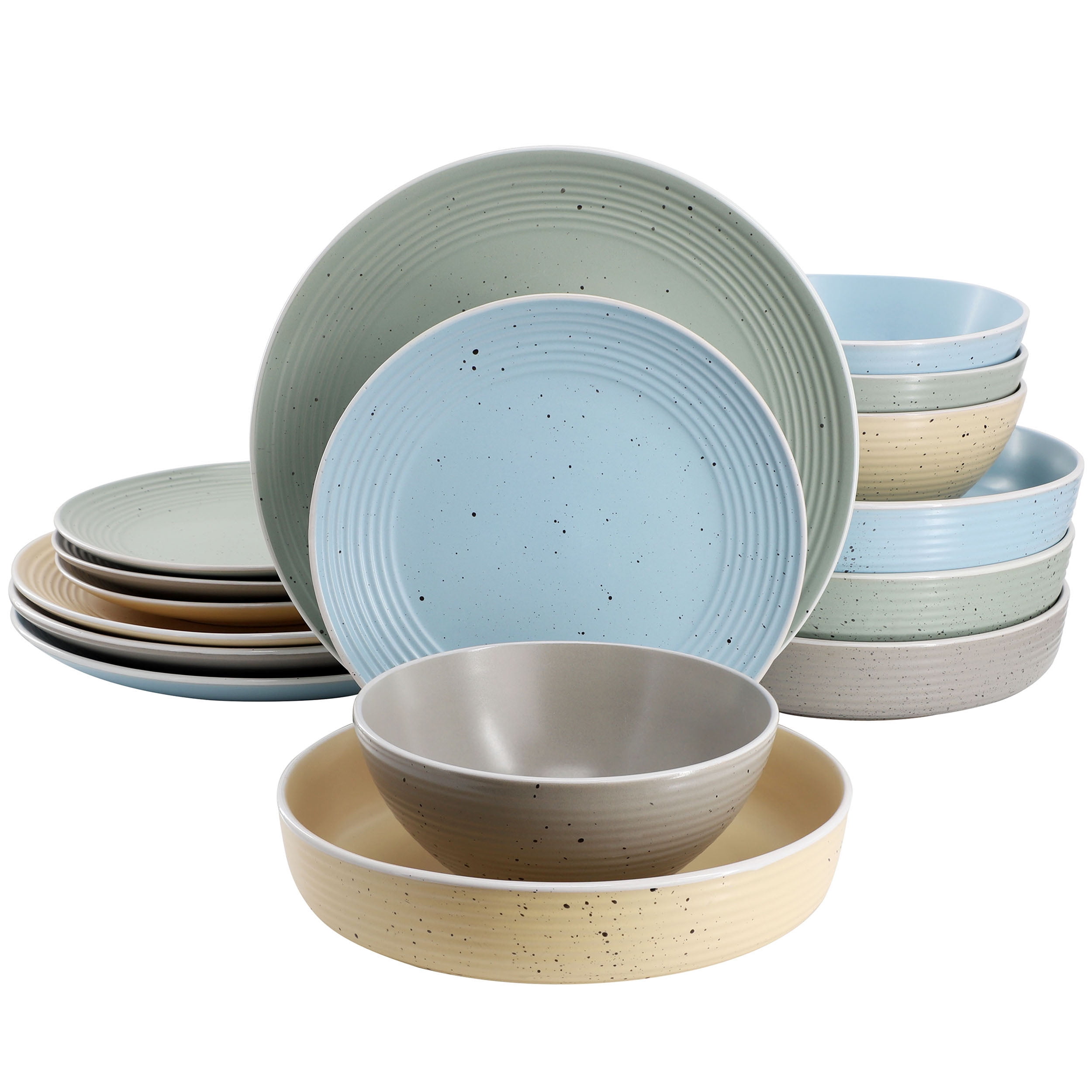 Emilia 16-Piece Multicolor Ceramic Dinnerware Set with Matte Finish