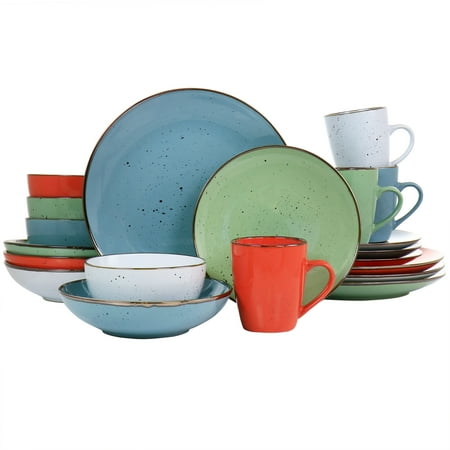 Elama Evelyn 20 Piece Round Stoneware Dinnerware Set in Assorted Colors