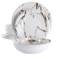 thumbnail image 1 of Elama Fine Sculpture 12 Piece Lightweight Melamine Dinnerware Set in White, 1 of 8