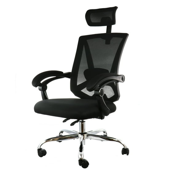 Elama Full Back Mesh Adjustable Office Chair with Headrest in Black