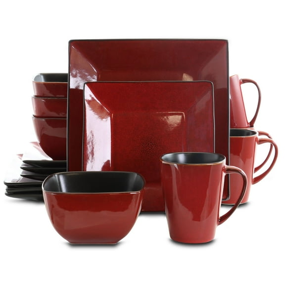 Elama Harland Loft 16 Piece Modern Premium Stoneware Set with Complete Setting for 4
