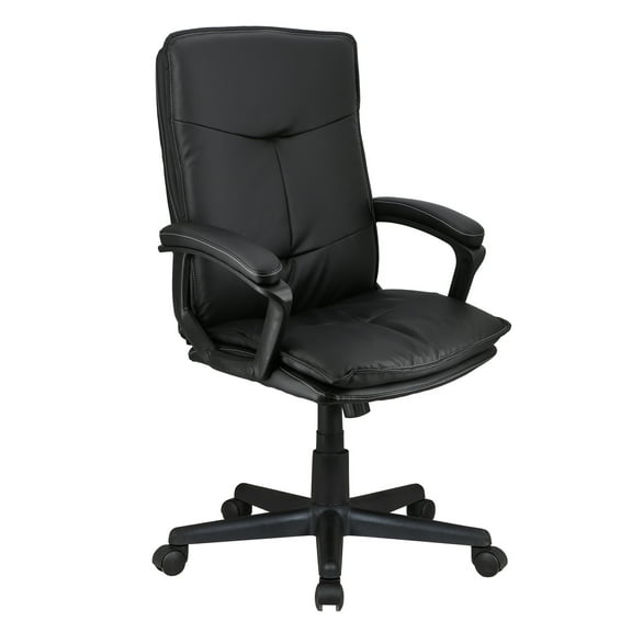 Elama High Back Tufted Faux Leather Adjustable Office Chair in Black