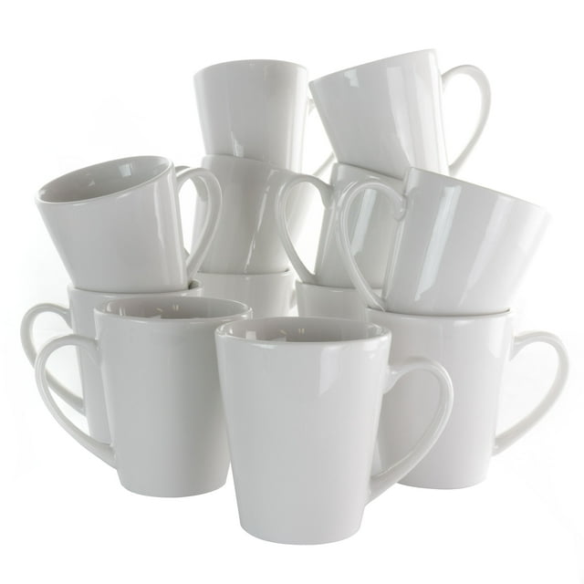 Elama Holt 12 Piece 10 Ounce Porcelain Mug Set in White - Walmart.com