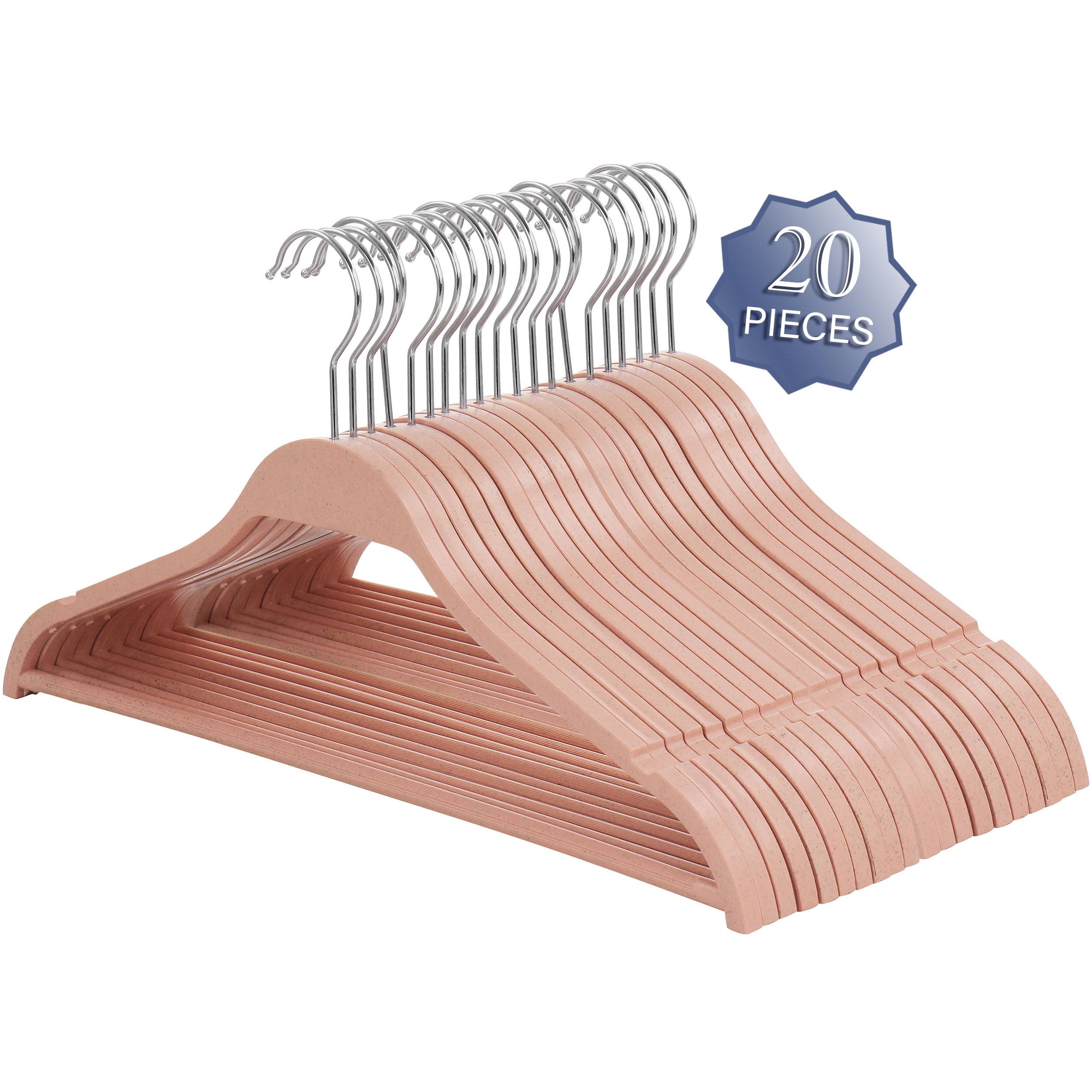 Elama Home Flocked Velvet Clothes Hangers w/ Swivel Hooks 50Pk, Pink