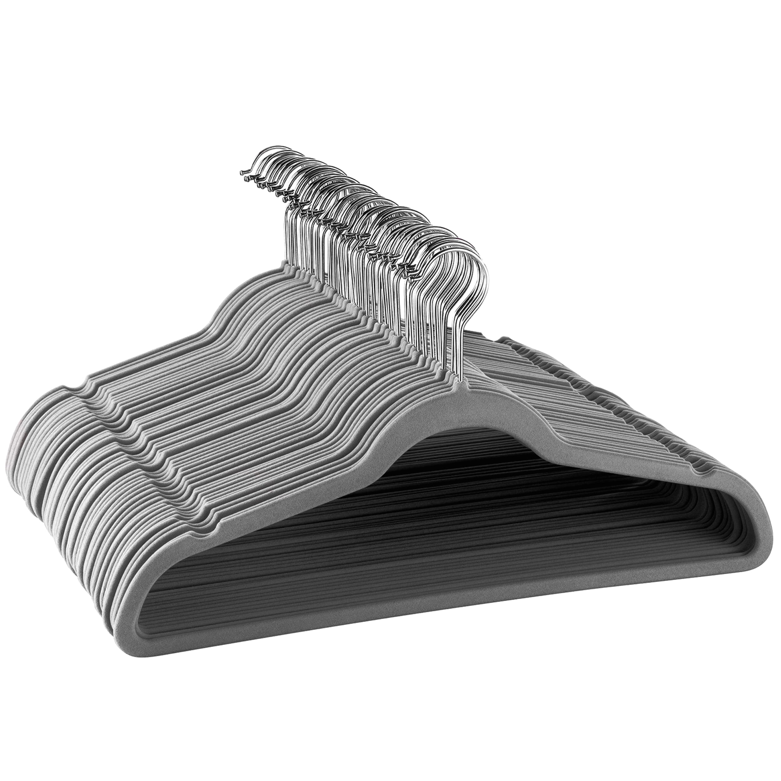 Elama Home 50 Piece Flocked Velvet Clothes Hangers with Stainless Steel