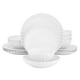 thumbnail image 1 of Elama Jane 16 Piece Scalloped Double Bowl Porcelain Dinnerware Set in White, 1 of 8
