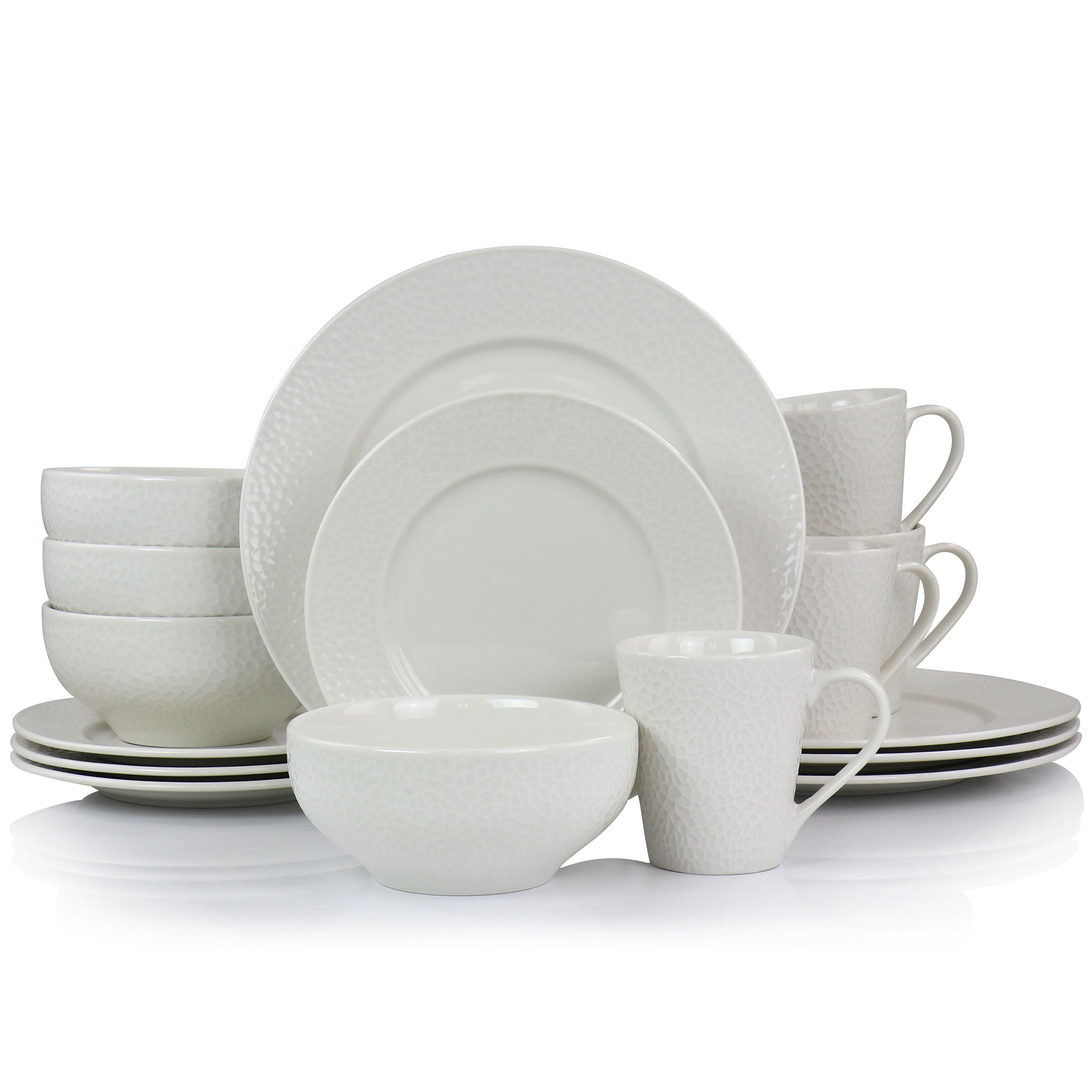 Elama Jasmine 16 Pieces Porcelain Dinnerware Set in White