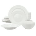 thumbnail image 1 of Elama Kim 16 Piece Hobnail Double Bowl Porcelain Dinnerware Set in White, 1 of 6