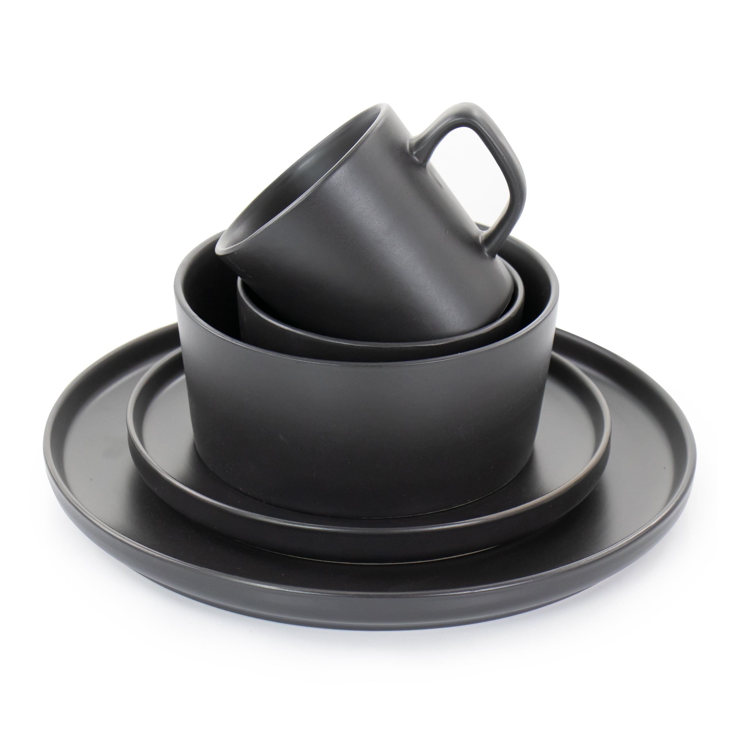 Elama Luxmatte Black Ceramic 20-Piece Dinnerware Set