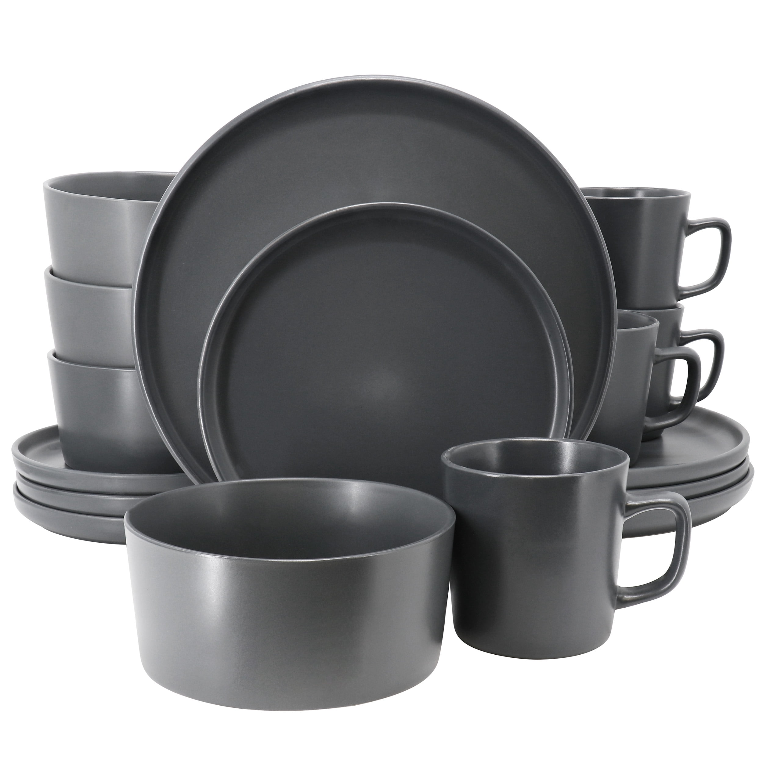 Elama Luxmatte Dark Grey 16 Piece Dinnerware Set