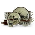 thumbnail image 1 of Elama Majestic Elk 16 Piece Round Stoneware Dinnerware Set in Taupe, 1 of 8