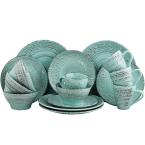 Elama Malibu Waves 16-Piece Dinnerware Set in Turquoise - image 1 of 5