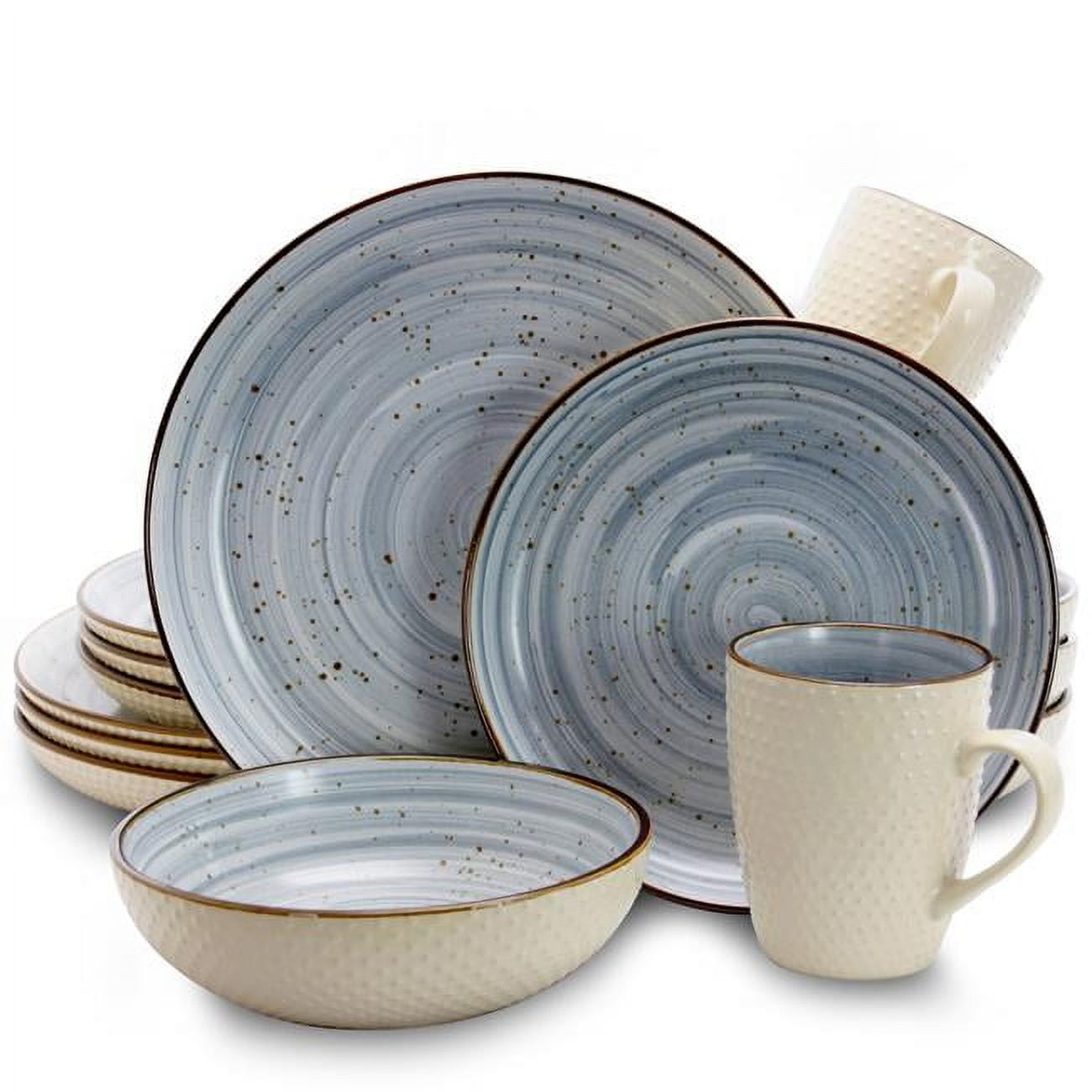 Powder Blue and Cream Ceramic 16-Piece Dinnerware Set