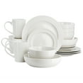 thumbnail image 1 of Elama Nikki 18 Piece Ribbed White Porcelain Dinnerware and Serving Bowl Set, Service for 4, 1 of 8