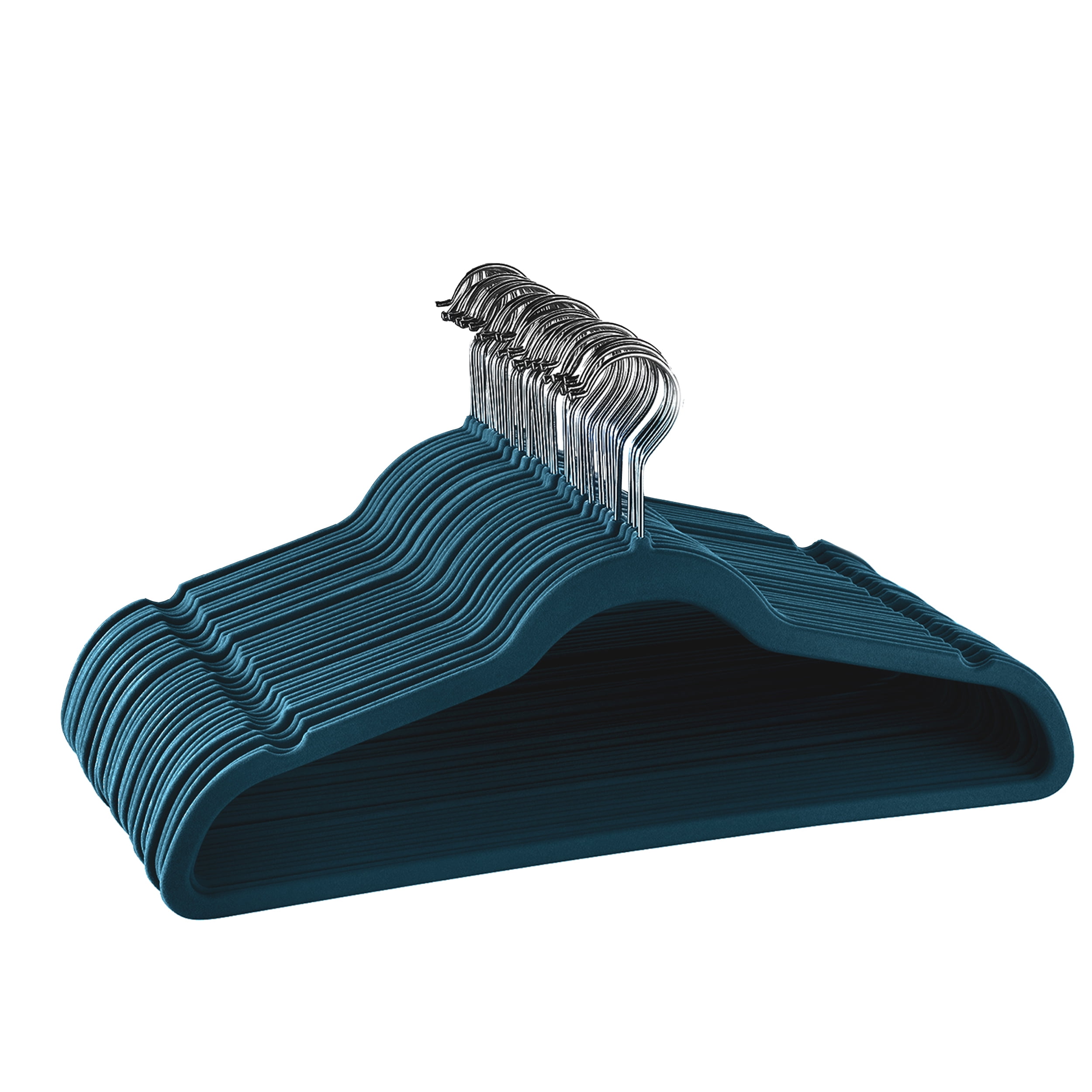 Elama Home 30 Piece Blue Velvet Non-Slip Hangers with Swivel Hooks