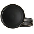 thumbnail image 1 of Elama Paul 6 Piece Stoneware Dinner Plate Set in Matt Black with Gold Rim, 1 of 6
