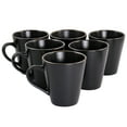 thumbnail image 1 of Elama Paul 6 Piece Stoneware Mug Set in Matt Black with Gold Rim, 1 of 6