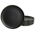 thumbnail image 1 of Elama Paul 6 Piece Stoneware Salad Plate Set in Matt Black with Gold Rim, 1 of 5