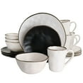 thumbnail image 1 of Elama Roman 16 Piece Stoneware Dinnerware Set in Assorted Matte with Gold Rim, 1 of 8