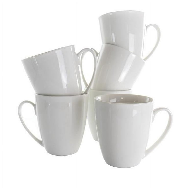 White Coffee Mug Set, 12 Ounce, Set of 6, Ceramic Mug for Men