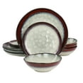 thumbnail image 1 of Elama Samara 12 Piece Stoneware Dinnerware Set in Red and Off White, 1 of 8