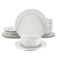 thumbnail image 1 of Elama Soyer 16 Piece Textured Design Double Bowl Porcelain Dinnerware Set in White, 1 of 8