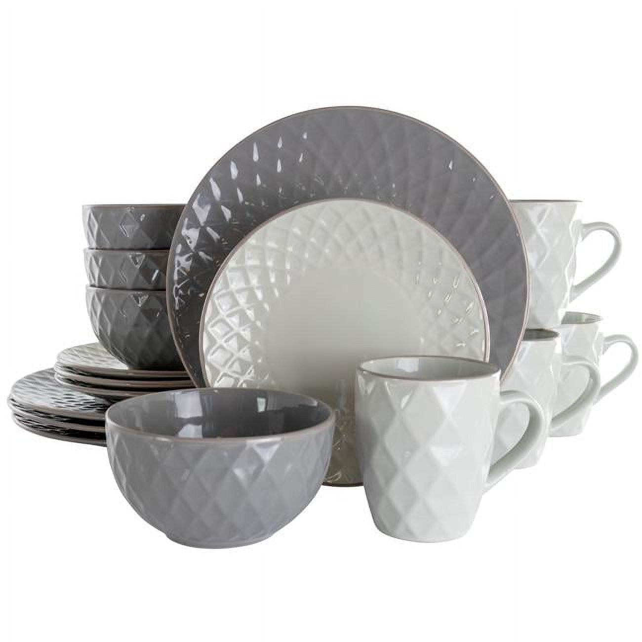 Tahitian Diamond Slate and Stone 16-Piece Stoneware Dinnerware Set