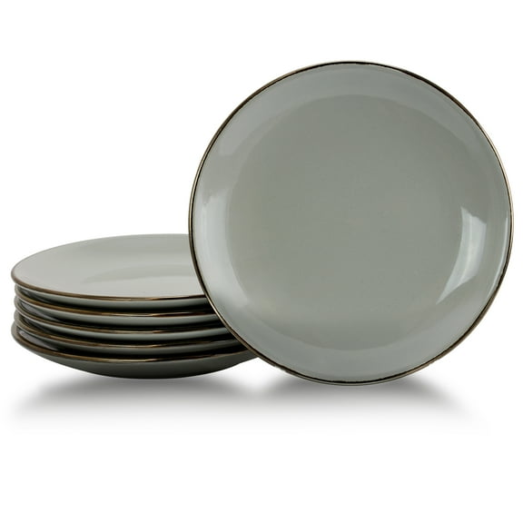 Elama Tahitian Sand 6-Piece Round Salad Plate Set in Light Grey