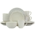 thumbnail image 1 of Elama White Lace 16 Piece Round Scallop Stoneware Dinnerware Set in White, 1 of 12