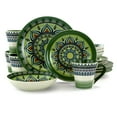 thumbnail image 1 of Elama Zen Green Mozaki 16 Piece Round Stoneware Dinnerware Set, 1 of 9
