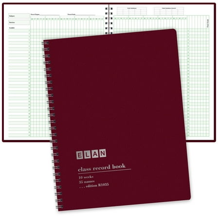 Elan Class Record Book for 9-10 Weeks, Large Grading Sqaures Record Book, 35 Student Names, (R1035) by Elan Publishing Company