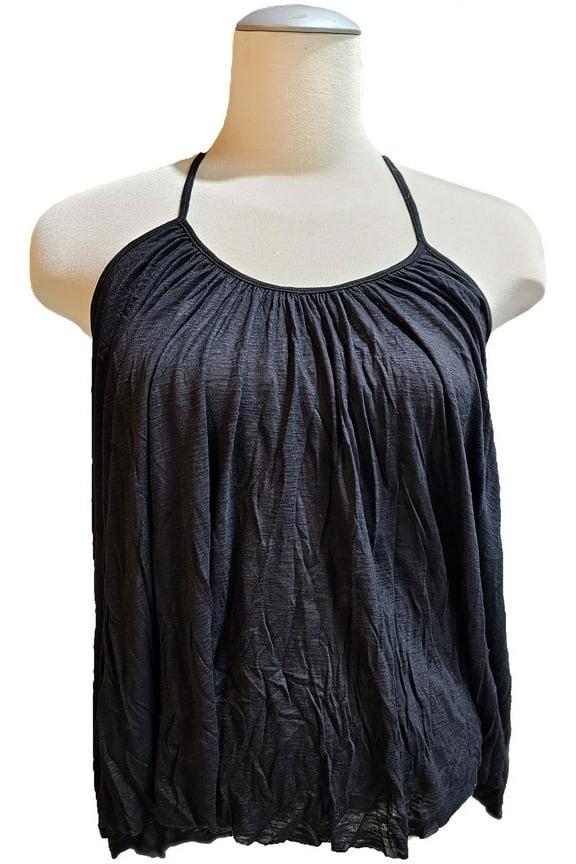 Hi-Lo Flounce Halter Top Swim Coverup Black, Large