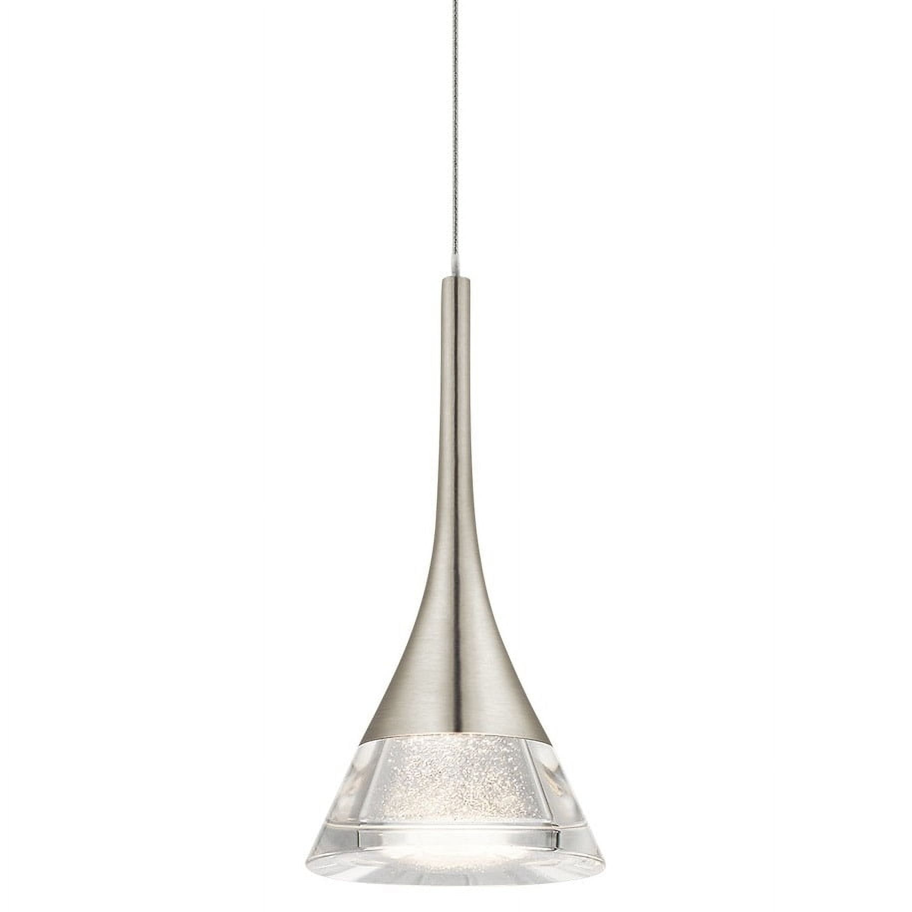 Sleek Brushed Nickel Mini Pendant with LED and Clear Acrylic Shade