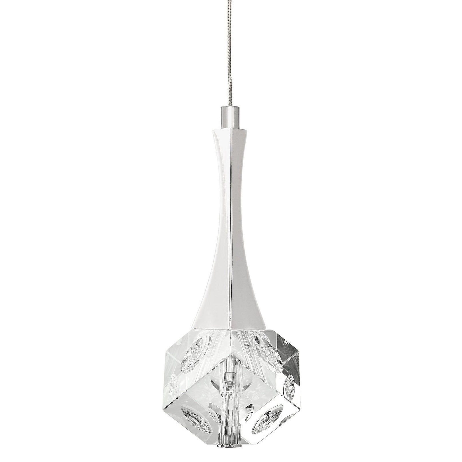 Elan Chrome Rockne Crystal Mini LED Pendant with Clear Optical Shade